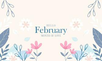 Februar Monat von Liebe mit Blumen Hintergrund vektor