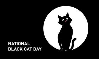 National schwarz Katze Tag. schwarz Katze, katzenartig. Vektor Banner auf ein schwarz Hintergrund