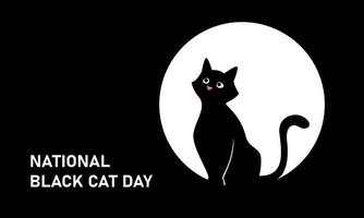 schwarz Katze, katzenartig. National schwarz Katze Tag. Vektor Banner auf ein schwarz Hintergrund