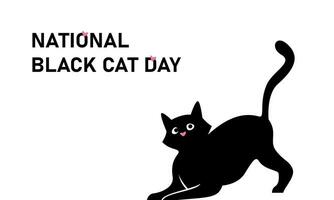 National schwarz Katze Tag. schwarz spielerisch Katze. Vektor Banner auf Weiß Hintergrund