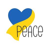 Ukraine Flagge Farbe und Text Frieden. Herz Symbol. Vektor Illustration. abstrakt Design Element