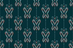 Grün Kreuz Stich bunt geometrisch traditionell ethnisch Muster Ikat nahtlos Muster Rand abstrakt Design zum Stoff drucken Stoff Kleid Teppich Vorhänge und Sarong aztekisch afrikanisch indisch indonesisch vektor