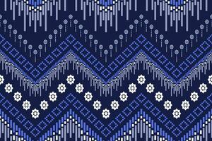 Indigo Marine Blau geometrisch traditionell ethnisch Muster Ikat nahtlos Muster Rand abstrakt Design zum Stoff drucken Stoff Kleid Teppich Vorhänge und Sarong aztekisch afrikanisch indisch indonesisch vektor