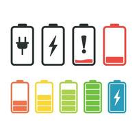 alkalisch Batterie einstellen Symbol im eben Stil. anders Größe Akkumulator Vektor Illustration auf isoliert Hintergrund. Akkumulator aufladen Zeichen Geschäft Konzept.