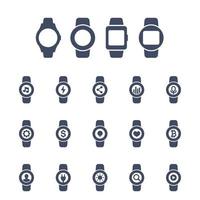 Smartwatch-Symbole auf weißem, modernem tragbarem Gerät, App-Schnittstellenvektorelementen vektor