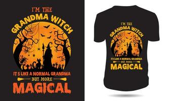 Ich bin das Oma Hexe es ist mögen ein normal Oma aber Mehr magisch, Halloween T-Shirt Design vektor