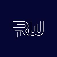 rw-Buchstaben-Logo, Linienvektor vektor