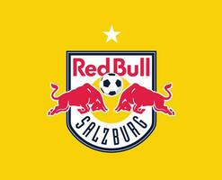 rot Stier salzburg Verein Logo Symbol Österreich Liga Fußball abstrakt Design Vektor Illustration mit Gelb Hintergrund