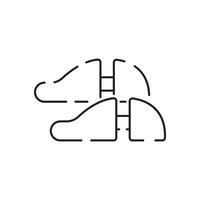 Schuster Linie Symbol. Schuh zerrissen Sohle, einzig, alleinig Symbol Vektor. Gliederung Schuh zerrissen Sohle, einzig, alleinig unterzeichnen. isoliert Kontur Symbol Illustration. vektor