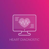 EKG, hjärtdiagnostik, elektrokardiografi ikon vektor