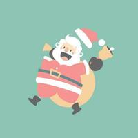 glad jul och Lycklig ny år med söt santa claus och närvarande gåva jul väska och klocka i de vinter- säsong, platt vektor illustration tecknad serie karaktär kostym design
