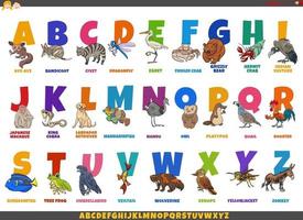 tecknad alfabet med komiska djur karaktärer vektor