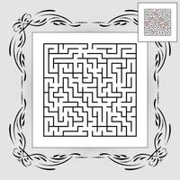 abstraktes quadratisches Labyrinth im Vintage-Rahmen. Spiel für Kinder. Puzzle für Kinder. ein Eingang, ein Ausgang. Labyrinth Rätsel. flache Vektorillustration lokalisiert auf weißem Hintergrund. mit Antwort. vektor