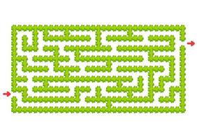 Farbe rechteckiges Labyrinth. grüner Garten im Cartoon-Stil. Spiel für Kinder. Puzzle für Kinder. Labyrinth Rätsel. flache Vektorillustration lokalisiert auf weißem Hintergrund. vektor