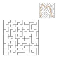 abstraktes quadratisches Labyrinth. Spiel für Kinder. Puzzle für Kinder. ein Eingang, ein Ausgang. Labyrinth Rätsel. flache Vektorillustration lokalisiert auf weißem Hintergrund. mit Antwort. vektor