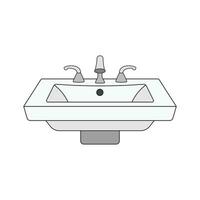 Karikatur Vektor Illustration Badezimmer sinken Symbol im Gekritzel Stil