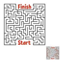 abstraktes quadratisches Labyrinth. Spiel für Kinder. Puzzle für Kinder. Labyrinth Rätsel. schwarze flache Vektorillustration lokalisiert auf weißem Hintergrund. mit Antwort. vektor