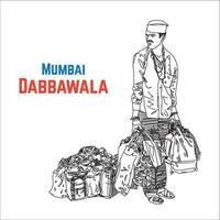 Dabbawalla, Mumbai Dabbawala Charakter Illustration Kunst vektor