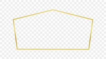 Gold glühend tetragon gestalten Rahmen isoliert auf Hintergrund. glänzend Rahmen mit glühend Auswirkungen. Vektor Illustration.