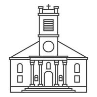 Kathedrale Gebäude Gliederung Symbol. Zeichen beim linear Stil. Christian Kirche. vektor