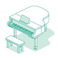 isometrisk stor piano. vektor illustration. musik objekt isolerat på vit bakgrund.