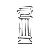 kolumn av gammal grekisk arkitektur. antik klassisk kolumn. klotter. vektor illustration. hand ritade. översikt.