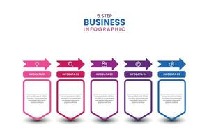 5 steg modern företag infographic vektor