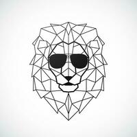 geometrisch Löwe tragen rot Sonnenbrille. vektor