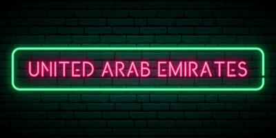 vereinigt arabisch Emirate Neon- Schild. vektor