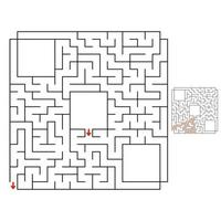 abstraktes quadratisches Labyrinth. Spiel für Kinder. Puzzle für Kinder. Labyrinth Rätsel. flache Vektorillustration lokalisiert auf weißem Hintergrund. mit Antwort. mit Platz für Ihr Bild. vektor