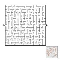 abstraktes quadratisches Labyrinth. Spiel für Kinder. Puzzle für Kinder. Labyrinth Rätsel. schwarze flache Vektorillustration lokalisiert auf weißem Hintergrund. mit Antwort. vektor