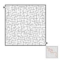 abstraktes quadratisches Labyrinth. Spiel für Kinder. Puzzle für Kinder. Labyrinth Rätsel. schwarze flache Vektorillustration lokalisiert auf weißem Hintergrund. mit Antwort. vektor