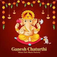 Lycklig ganesh chaturthi hindu religiös festival baner design mall vektor