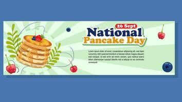 Design Banner National Pfannkuchen Tag Feier. Pfannkuchen mit Sirup und Butter Illustration Design vektor