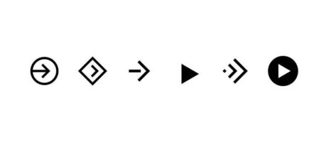 Wischen Sie mit dem Symbolsatz nach rechts. Anwendung und soziales Netzwerk-Scroll-Pfeil-Piktogramm für Webdesign oder App. Vektor-flacher moderner schwarzer nächster Richtungszeiger ui-Schnittstellenelement-Sammlungsillustration vektor