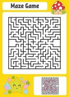 abstraktes quadratisches Labyrinth. Arbeitsblätter für Kinder. Spielpuzzle für Kinder. süßer Stern und Pilz. ein Eingang, ein Ausgang. Labyrinth Rätsel. Vektor-Illustration. mit Antwort. vektor