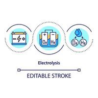 elektrolys koncept ikon. sönderdelning av joniska delar. naturlig bränslekälla. revolutionerande energi abstrakt idé tunn linje illustration. vektor isolerad kontur färg ritning. redigerbar stroke