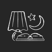 Abend Kreide weißes Symbol auf dunklem Hintergrund lesen. spätes Lernen in der Nacht. Märchenbücher zum Lesen vor dem Schlafengehen. Leser Hobby. tägliche Routine. isolierte vektortafelillustration auf schwarz on vektor