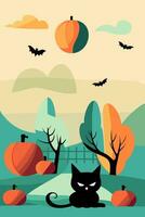 halloween platt vektor illustration hälsning kort design