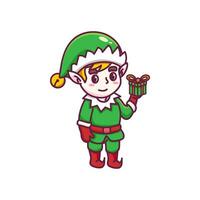 Karikatur Elf feiern Weihnachten Vektor Illustration