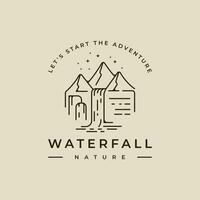 Wasserfall Logo Linie Kunst Vektor Illustration Vorlage Symbol Grafik Design. einfach minimalistisch von Natur und Abenteuer Zeichen oder Symbol zum Umgebung Reise Geschäft mit Typografie Stil