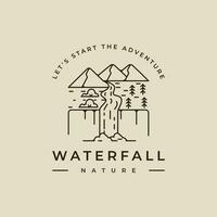 Wasserfall Logo Linie Kunst Vektor Illustration Vorlage Symbol Grafik Design. einfach minimalistisch von Natur und Abenteuer Zeichen oder Symbol zum Umgebung Reise Geschäft mit Typografie Stil