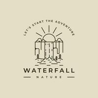 Wasserfall Logo Linie Kunst Vektor Illustration Vorlage Symbol Grafik Design. einfach minimalistisch von Natur und Abenteuer Zeichen oder Symbol zum Umgebung Reise Geschäft mit Typografie Stil