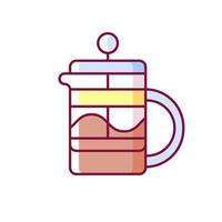 French Press RGB-Farbsymbol. Küchengerät zum Zubereiten von Kaffee und Tee. Haushaltstopf zum Brauen von Getränken. isolierte Vektor-Illustration. Barista-Accessoires einfache gefüllte Strichzeichnung vektor