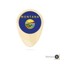 Karte Zeiger mit Flagge von Montana. Orange abstrakt Karte Symbol. vektor