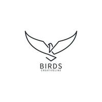 fågel linje logotyp formgivningsmall, ikon illustration vektor
