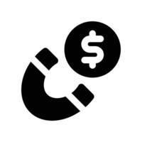 Geld Attraktion solide Symbol. Vektor Symbol zum Ihre Webseite, Handy, Mobiltelefon, Präsentation, und Logo Design.