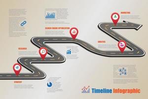 Business-Roadmap-Timeline-Infografik-Vorlage mit Zeigern für abstrakten Hintergrund Meilenstein moderne Diagrammprozesstechnologie digitale Marketingdaten-Präsentationsdiagramm-Vektorillustration vektor