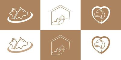 einstellen Haustier Pflege Logo Design mit kreativ Konzept Prämie Vektor