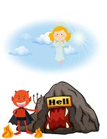 Engel im Himmel und Teufel in der Hölle vektor